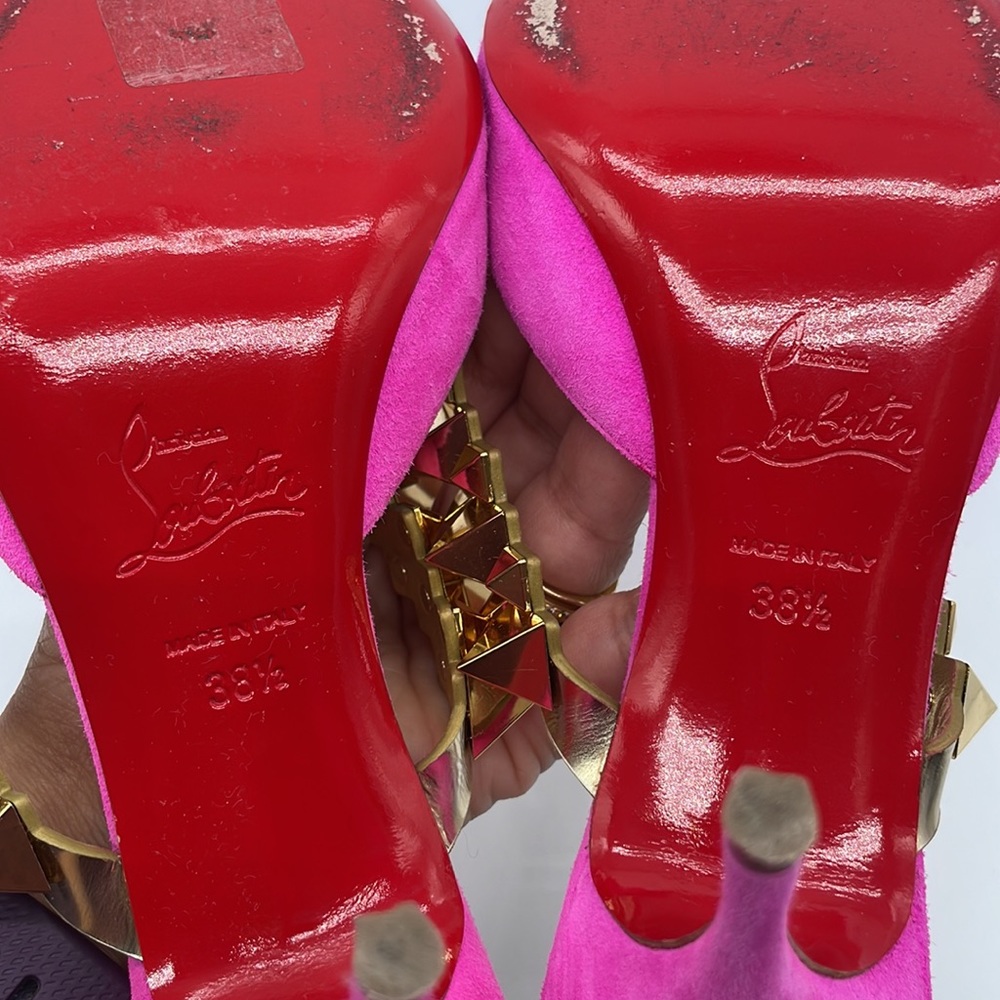 Christian Louboutin Hot pink Planet Choc 80 Suede Mule Pumps 38.5 - Picture 9 of 10
